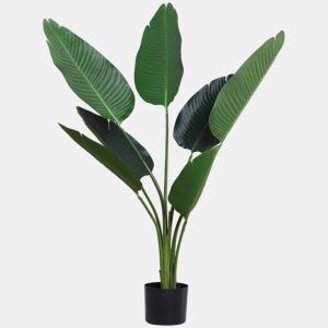 Outsunny Planta Artificial de Decoração Planta Palmeira Artificial com Vaso 7 Folhas para Exterior e Interior Ø15x120cm Verde