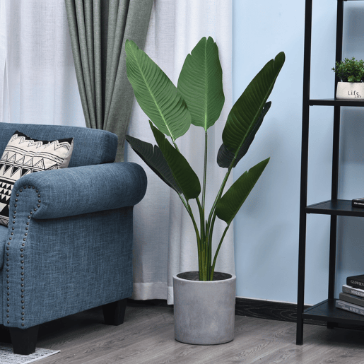 Outsunny Planta Artificial de Decoração Planta Palmeira Artificial com Vaso 7 Folhas para Exterior e Interior Ø15x120cm Verde