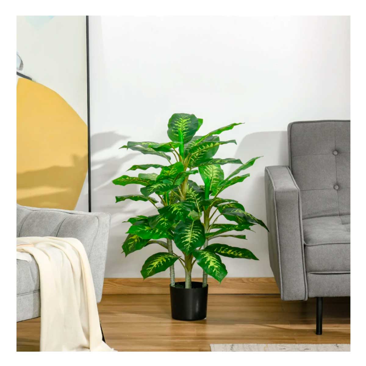 Planta Artificial PEVA, PE, Acero, Cemento HOMCOM