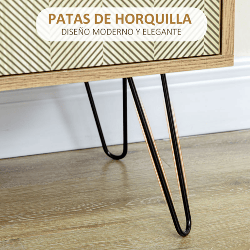 HOMCOM Cómoda com 4 Gavetas Gaveteiro de Madeira com Porta Prateleira Ajustável e Pés de Metal para Sala de Estar Dormitório Cozinha 79x39x86cm Marrom