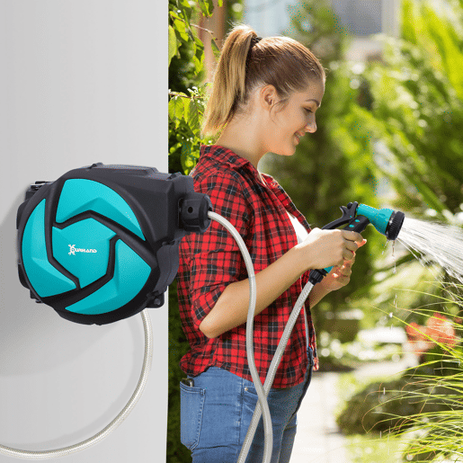 DURHAND Carretel para Mangueira Retrátil de Irrigação 10m + 1m Sistema Automático de Carretel com Trava 29,5x16,5x33 cm Preto e Verde DURHAND Carretel para Mangueira Retrátil de Irrigação 10m + 1m Sistema Automático de Carretel com Trava 29,5x16,5x33 cm Preto e Verde