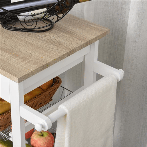 HOMCOM Carrinho de Cozinha com Gavetas, Cestas, Prateleiras para Especiarias, Porta-Toalhas e Rodas 92x37x82 cm Branco HOMCOM Carrinho de Cozinha com Gavetas, Cestas, Prateleiras para Especiarias, Porta-Toalhas e Rodas 92x37x82 cm Branco