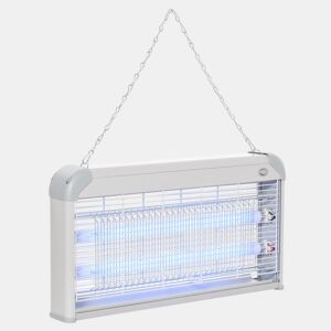 Outsunny Lâmpada Anti-Mosquitos Elétrica 30W Mata Mosquitos Elétrico Área 60 m² Seguro e Eficaz com Luz UV para Exterior e Interior 48,5x8,5x26,5cm Branco e Cinza