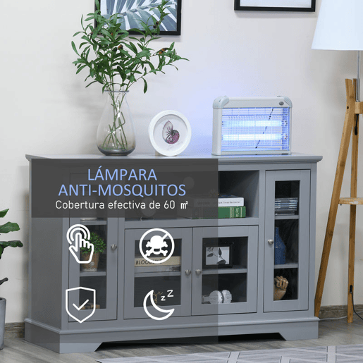 Outsunny Lâmpada Anti-Mosquitos Elétrica 30W Mata Mosquitos Elétrico Área 60 m² Seguro e Eficaz com Luz UV para Exterior e Interior 48,5x8,5x26,5cm Branco e Cinza