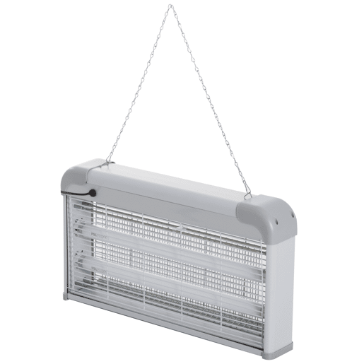 Outsunny Lâmpada Anti-Mosquitos Elétrica 30W Mata Mosquitos Elétrico Área 60 m² Seguro e Eficaz com Luz UV para Exterior e Interior 48,5x8,5x26,5cm Branco e Cinza