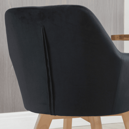 HOMCOM Conjunto de 2 Cadeiras de Sala de Jantar Modernas Cadeiras de Cozinha Estofadas em Veludo com Encosto Médio e Pés de Madeira de Borracha para Sala de Estar Carga 120kg 54x57x80cm Preto