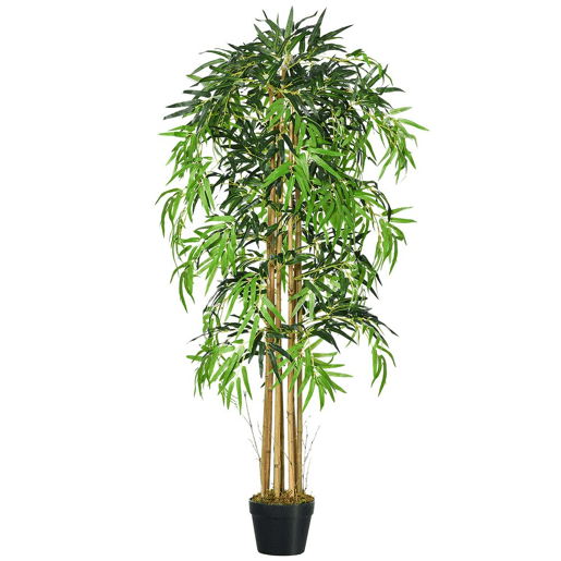Outsunny Bambu Artificial 150cm com Vaso Decorativo Planta Sintética Realística Ø18x150 cm Verde