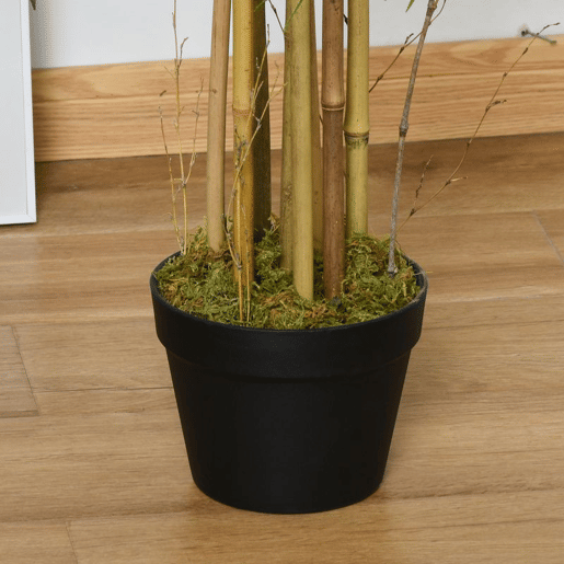 Outsunny Bambu Artificial 150cm com Vaso Decorativo Planta Sintética Realística Ø18x150 cm Verde