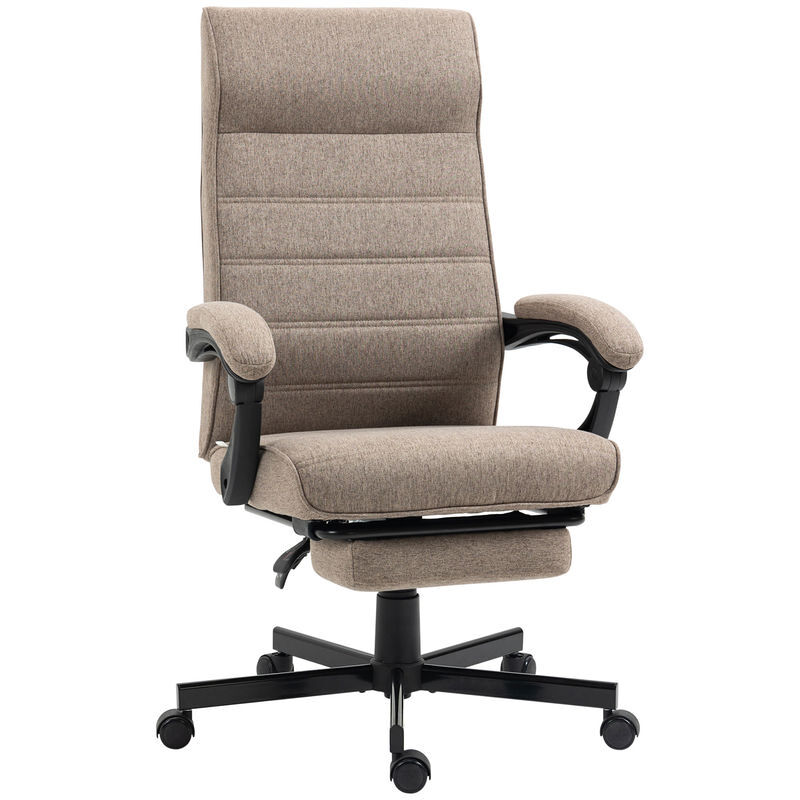 Vinsetto silla de escritorio reclinable silla de oficina giratoria con altura ajustable respaldo ángulo inclinado reposapiés retráctil y reposabrazos silla para estudio carga 120 kg marrón