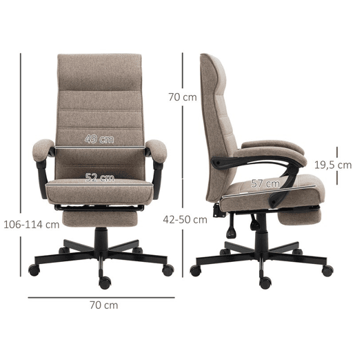 Vinsetto Cadeira de Escritório Giratória Cadeira de Escritório Reclinável com Altura Ajustável Apoio para os Braços Apoio para os Pés Retrátil para Sala de Estar Escritório Estúdio Carga 20kg 68x67x106-114cm Marrom Vinsetto Cadeira de Escritório Giratória Cadeira de Escritório Reclinável com Altura Ajustável Apoio para os Braços Apoio para os Pés Retrátil para Sala de Estar Escritório Estúdio Carga 20kg 68x67x106-114cm Marrom