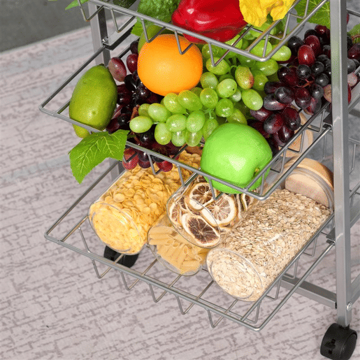 HOMCOM Carrinho de Cozinha Multifuncional com Rodas 5 Níveis Carrinho de Serviço da Cozinha Carrinho Auxiliar para Fruteira e Verdureiro 36,5x36,5x89cm Carga 20kg