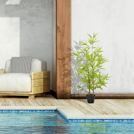 Outsunny Planta de Bambú Artificial no Vaso 120cm Planta Artificial Decorativa para Interior e Exterior Casa Sala de Estar Escritório Verde