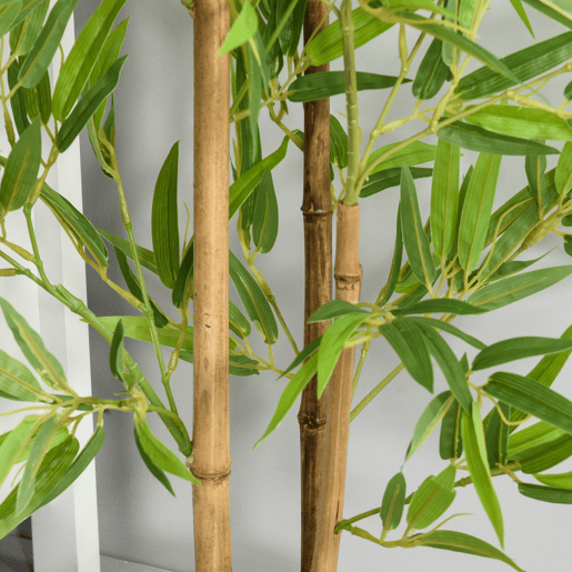 Outsunny Planta de Bambú Artificial no Vaso 120cm Planta Artificial Decorativa para Interior e Exterior Casa Sala de Estar Escritório Verde