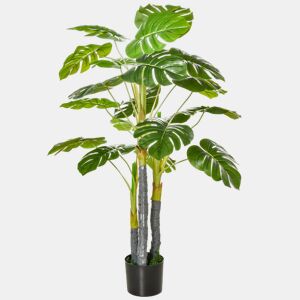 HOMCOM Planta Artificial Costela de Adão no Vaso 120cm de Altura Planta Artificial Tropical Decorativa com 20 Folhas para Casa Sala de Estar Dormitório Verde