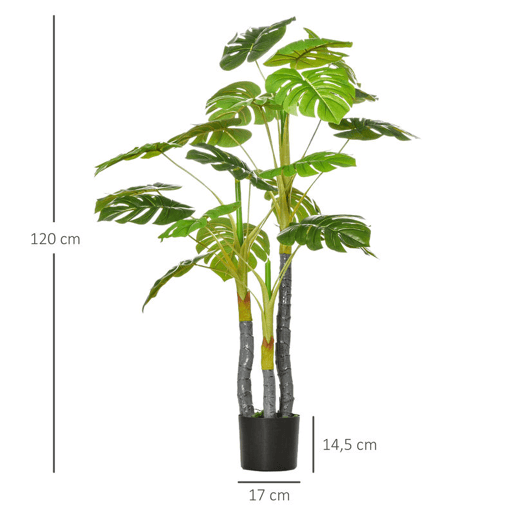 HOMCOM Planta Artificial Costela de Adão no Vaso 120cm de Altura Planta Artificial Tropical Decorativa com 20 Folhas para Casa Sala de Estar Dormitório Verde HOMCOM Planta Artificial Costela de Adão no Vaso 120cm de Altura Planta Artificial Tropical Decorativa com 20 Folhas para Casa Sala de Estar Dormitório Verde