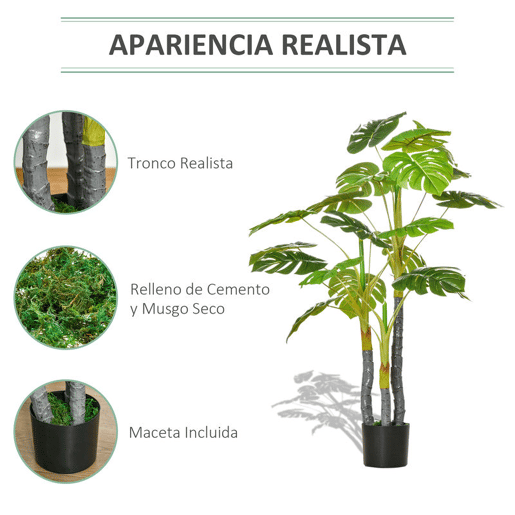 HOMCOM Planta Artificial Costela de Adão no Vaso 120cm de Altura Planta Artificial Tropical Decorativa com 20 Folhas para Casa Sala de Estar Dormitório Verde HOMCOM Planta Artificial Costela de Adão no Vaso 120cm de Altura Planta Artificial Tropical Decorativa com 20 Folhas para Casa Sala de Estar Dormitório Verde