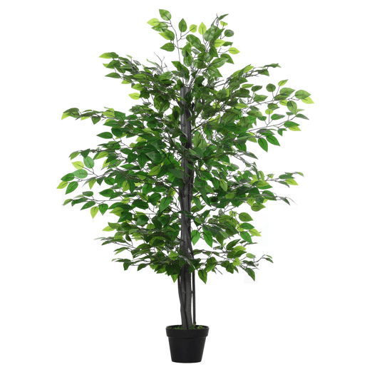 Outsunny Ficus artificiais com 145 cm de altura 756 folhas com vaso para decoração interior e exterior verde Outsunny Ficus artificiais com 145 cm de altura 756 folhas com vaso para decoração interior e exterior verde