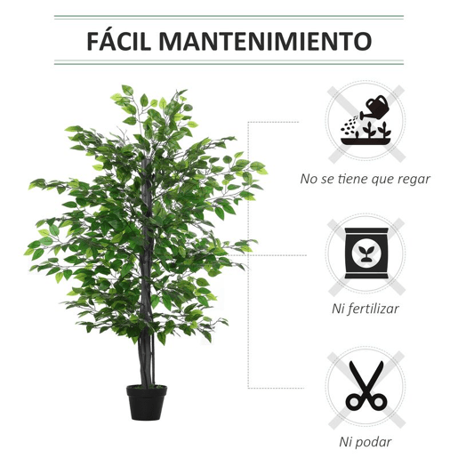 Outsunny Ficus artificiais com 145 cm de altura 756 folhas com vaso para decoração interior e exterior verde Outsunny Ficus artificiais com 145 cm de altura 756 folhas com vaso para decoração interior e exterior verde