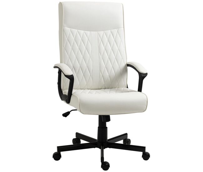 Vinsetto silla de oficina giratoria silla de escritorio basculante tapizado en pu con respaldo alto y altura ajustable para salón oficina carga 120 kg