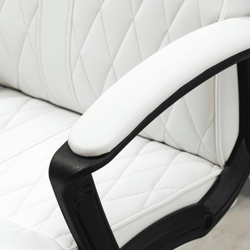 Vinsetto Cadeira de Escritório Giratória 360° Cadeira de Escritório com Encosto Alto Altura Ajustável e Função de Inclinação para Escritório Carga 120kg 65x65x102-112,5cm Branco creme
