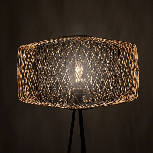 candeeiro de pé de bambu cor preta série bamboo 49cm candeeiro de pé de bambu cor preta série bamboo 49cm