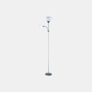candeeiro de pé em metal prateado série rigel 34cm