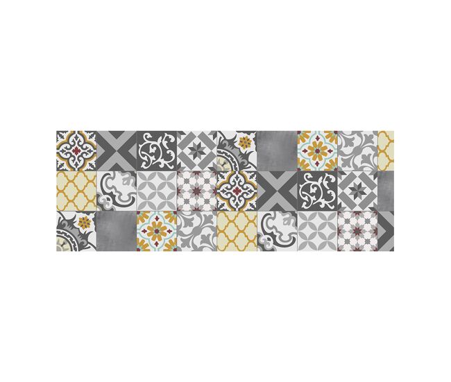 Croma - alfombra vinílica estampada patch gris-ambar, acolchada y confortable, 50x140cm