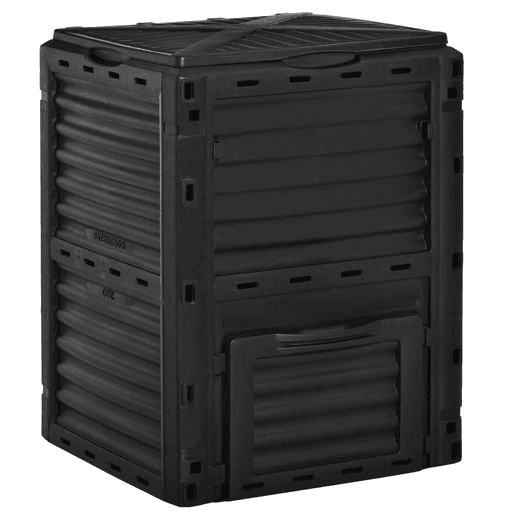 Outsunny Compostor Capacidade de 300L Compostor Orgânico para a Produção de Fertilizante de Jardim com 48 Respiradouros 60,5x60,5x81,5cm Preto
