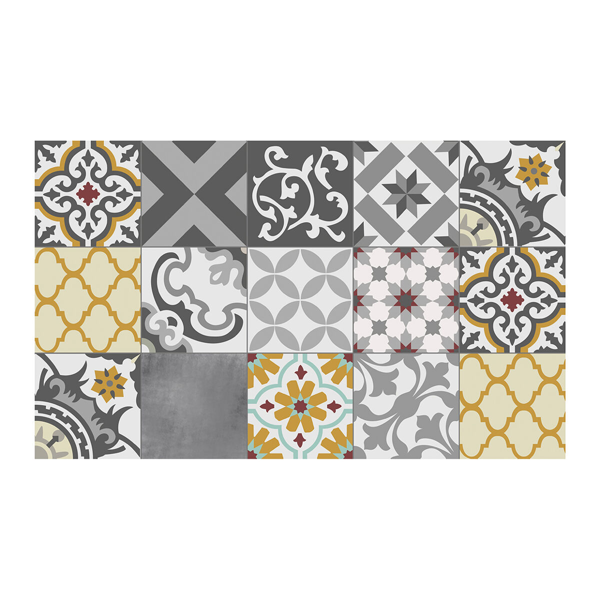 Croma - alfombra vinílica estampada patch gris-ambar, acolchada y confortable, 45x75cm