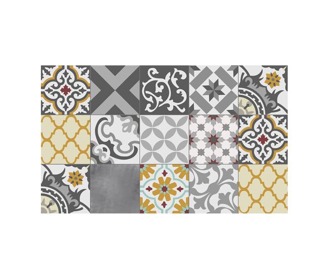 Croma - alfombra vinílica estampada patch gris-ambar, acolchada y confortable, 45x75cm