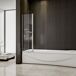 Mampara de Bañera Abatible Giratoria Vidrio Templado 6 mm Rectangular con 2 Repisas y un Toallero,Altura 140cm Mampara de Bañera Abatible Giratoria Vidrio Templado 6 mm Rectangular con 2 Repisas y un Toallero,Altura 140cm Blanco/ Gris