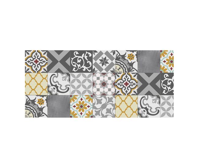 Croma - alfombra vinílica estampada patch gris-ambar, acolchada y confortable, 50x110cm