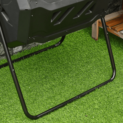 Outsunny Compostor Giratório com Capacidade 160L de Dupla Câmera e Ventilação Estrutura de Aço para Resíduos Orgânicos de Jardim 71x64x92cm Preto