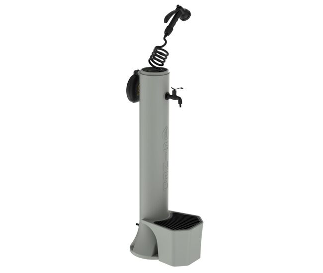 Fuente color tórtola modelo tritone-pro. doble conexión de agua, cesta en la base y manguera flexible de 7,5m de longitud. para regar el jardín yo