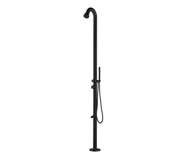 Ducha interior y exterior sined bosa de acero inoxidable aisi 316l negro y grifería de acero inoxidable aisi 316l eje de 60 mm de diámetro con ducha superior y desviador para teleducha y lavapiés ducha con entrada de agua caliente y fría en la base h 2289