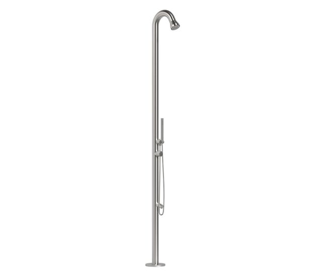 Sined bosa ducha exterior e interior en acero inoxidable 316l. grifería 316l. diámetro 6 cm. ducha superior y desviadora con ducha de mano y lavapiés.