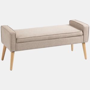 HOMCOM Banco de Armazenamento Baú de Armazenamento Estofado em Linho com Tampa Abatível e Pés de Madeira para Dormitório Sala de Estar Entrada Carga 120kg 120x45x54 cm Bege