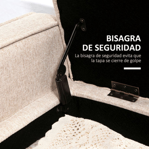 HOMCOM Banco de Armazenamento Baú de Armazenamento Estofado em Linho com Tampa Abatível e Pés de Madeira para Dormitório Sala de Estar Entrada Carga 120kg 120x45x54 cm Bege