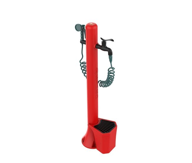 Fuente y cubo de jardín blanco con capacidad de 5 litros y recogedor de hojas de hierro fundido. conexión lateral de agua. kit fabricado en polietileno de alta resistencia. manguera externa de 7,5 m y pistola con 8 chorros diferentes.