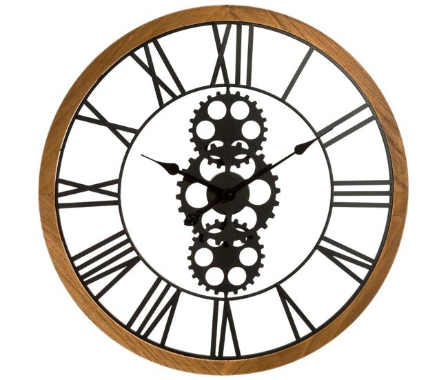 Reloj mecánico retro en metal y madera