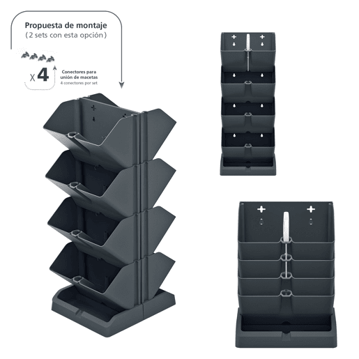 MacEtero vertical Prosperplast Mini Cascade de plástico na cor antracite 19,5 (comprimento) x 11,4 (largura) x 47,5 (alto) cm com tesoura de jardim