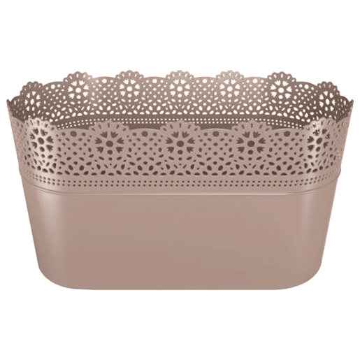 Pote de renda, dimensões (mm) 285x135x155, cor mocca