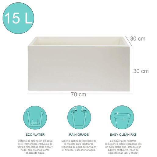 70x30x30 cm Pote de polietileno branco