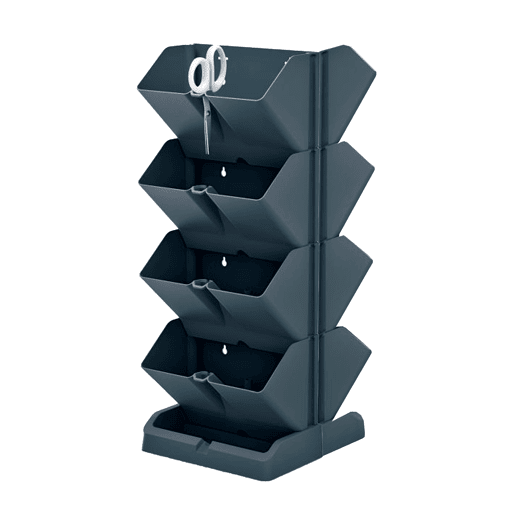 Pacote 2 Maceteros verticais Prosperplast Mini Cascade de Plastic em Antracite Color 19,5 (comprimento) x 11,4 (largura) x 47,5 (alto) cm com 2 tesouras de jar