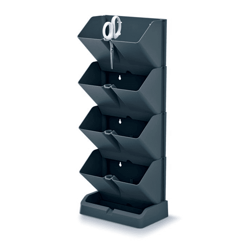Pacote 2 Maceteros verticais Prosperplast Mini Cascade de Plastic em Antracite Color 19,5 (comprimento) x 11,4 (largura) x 47,5 (alto) cm com 2 tesouras de jar