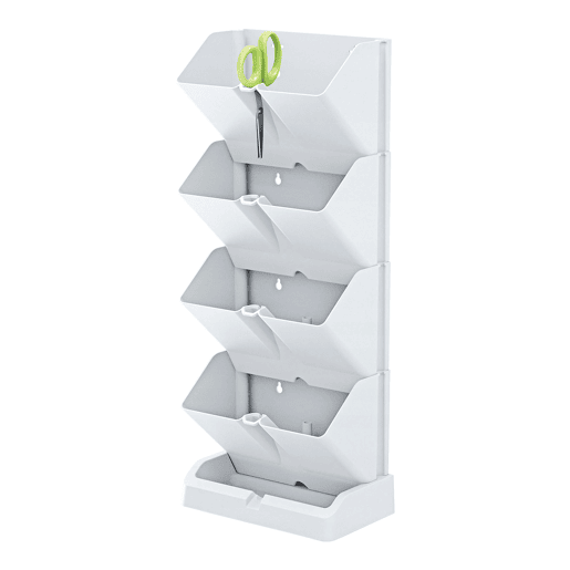 MacEtero vertical Prosperplast Mini Plastic Cascade em cor branca 19,5 (comprimento) x 11,4 (largura) x 47,5 (alto) cm com tesoura de jardim