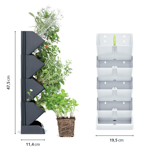 MacEtero vertical Prosperplast Mini Plastic Cascade em cor branca 19,5 (comprimento) x 11,4 (largura) x 47,5 (alto) cm com tesoura de jardim