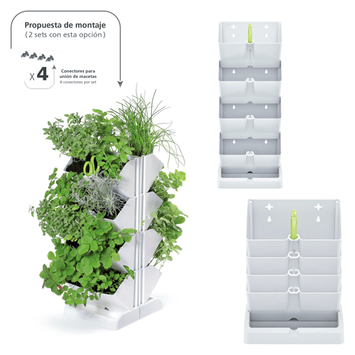 MacEtero vertical Prosperplast Mini Plastic Cascade em cor branca 19,5 (comprimento) x 11,4 (largura) x 47,5 (alto) cm com tesoura de jardim