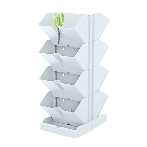 Pacote 2 Maceteros verticais Prosperplast Mini Cascade de plástico branco 19,5 (longo) x 11,4 (largura) x 47,5 (alto) cm com 2 tesoura de jardim