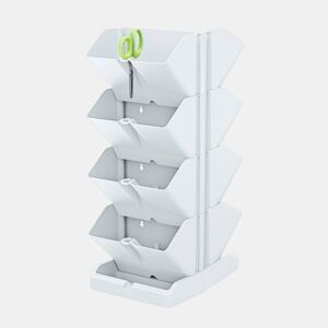 Pacote 2 Maceteros verticais Prosperplast Mini Cascade de plástico branco 19,5 (longo) x 11,4 (largura) x 47,5 (alto) cm com 2 tesoura de jardim